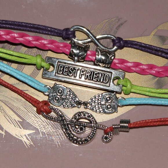 Best Friend Pastel Rainbow Charm Stack Bracelet - Picture 1 of 7